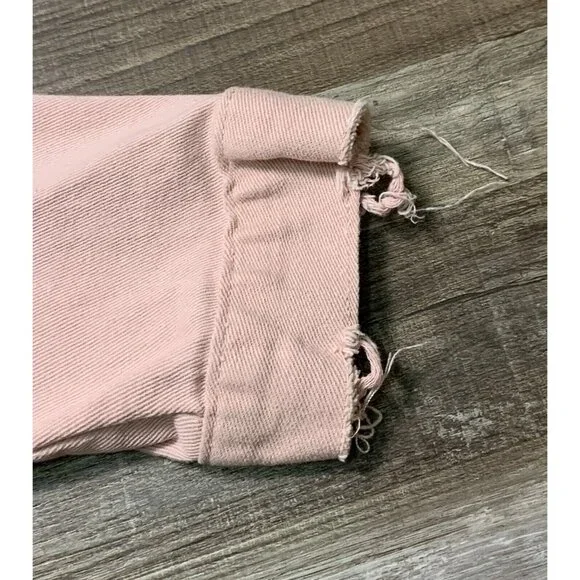 Judy Blue Womens Pink Denim Jacket Size S Distressed Hem Button Up Pockets - Picture 15 of 16